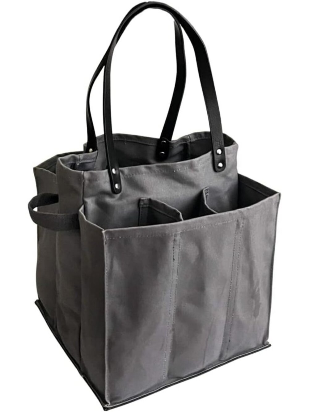 Large Utility Tote Bag with 7 Pockets - Heavy Duty Reusable Canvas Grocery Bag